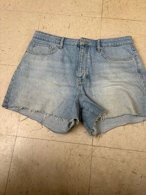 Light Wash Distressed Denim Skirt